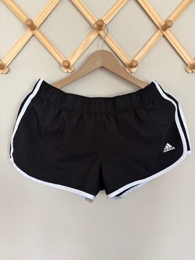 adidas Black Athletic Shorts with White Trim